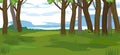 Abstract summer cartoon panoramic landscape with blue sky